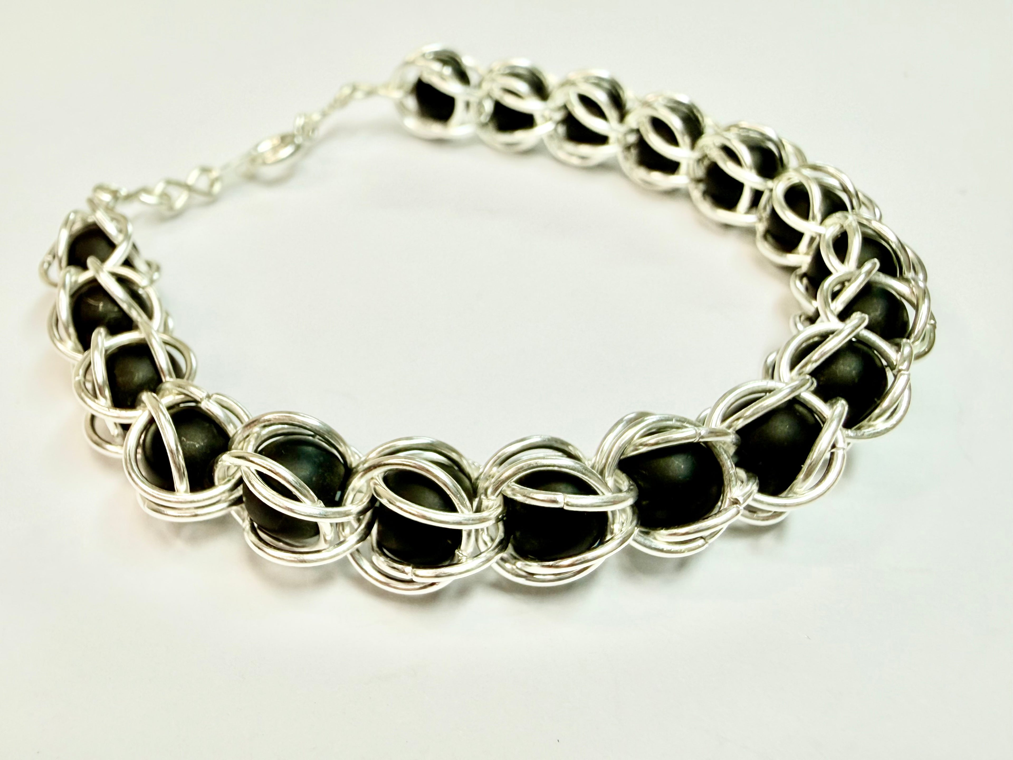 Matte Black 6mm Captured Bead Bracelet
