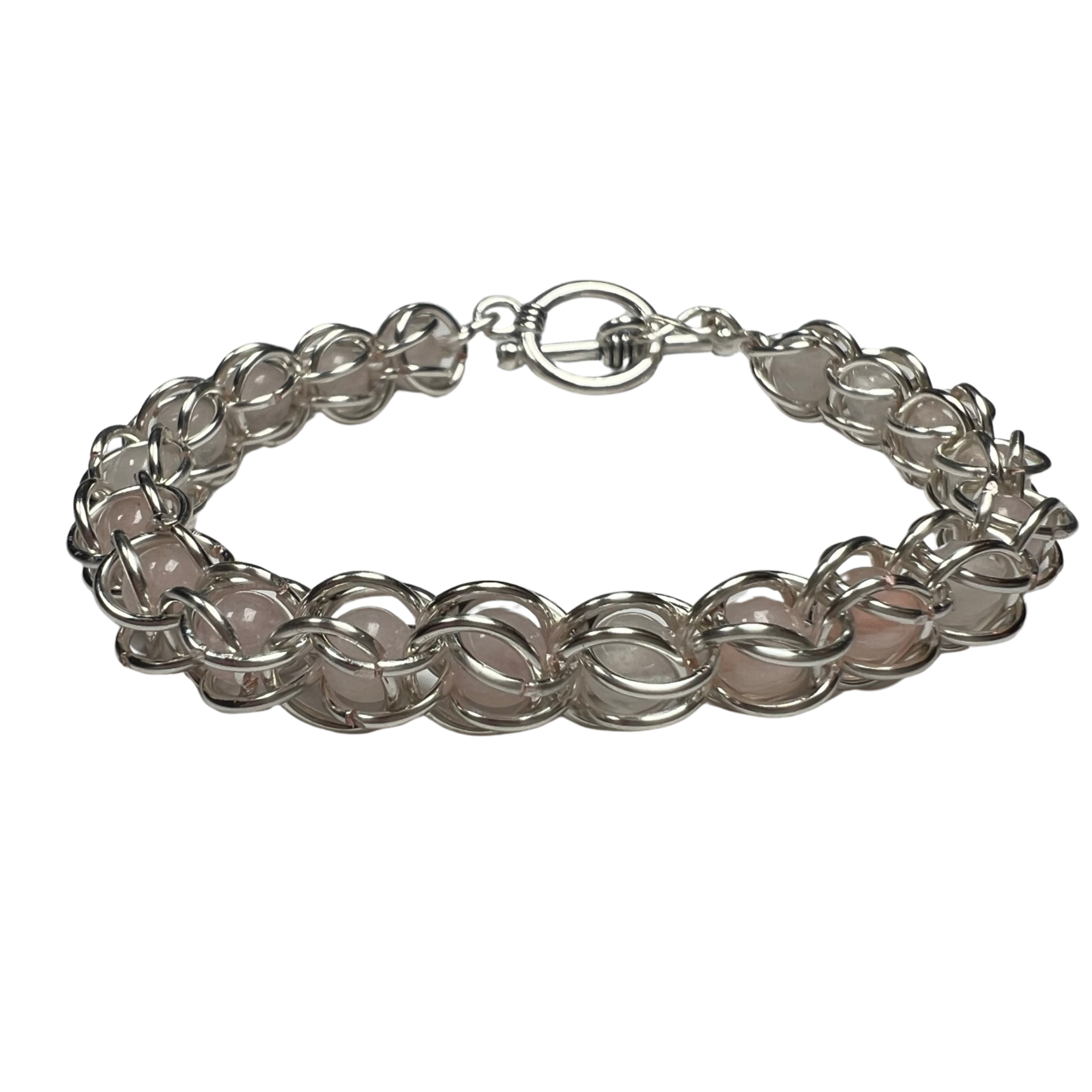 Rose Quartz Captured Bead Bracelet