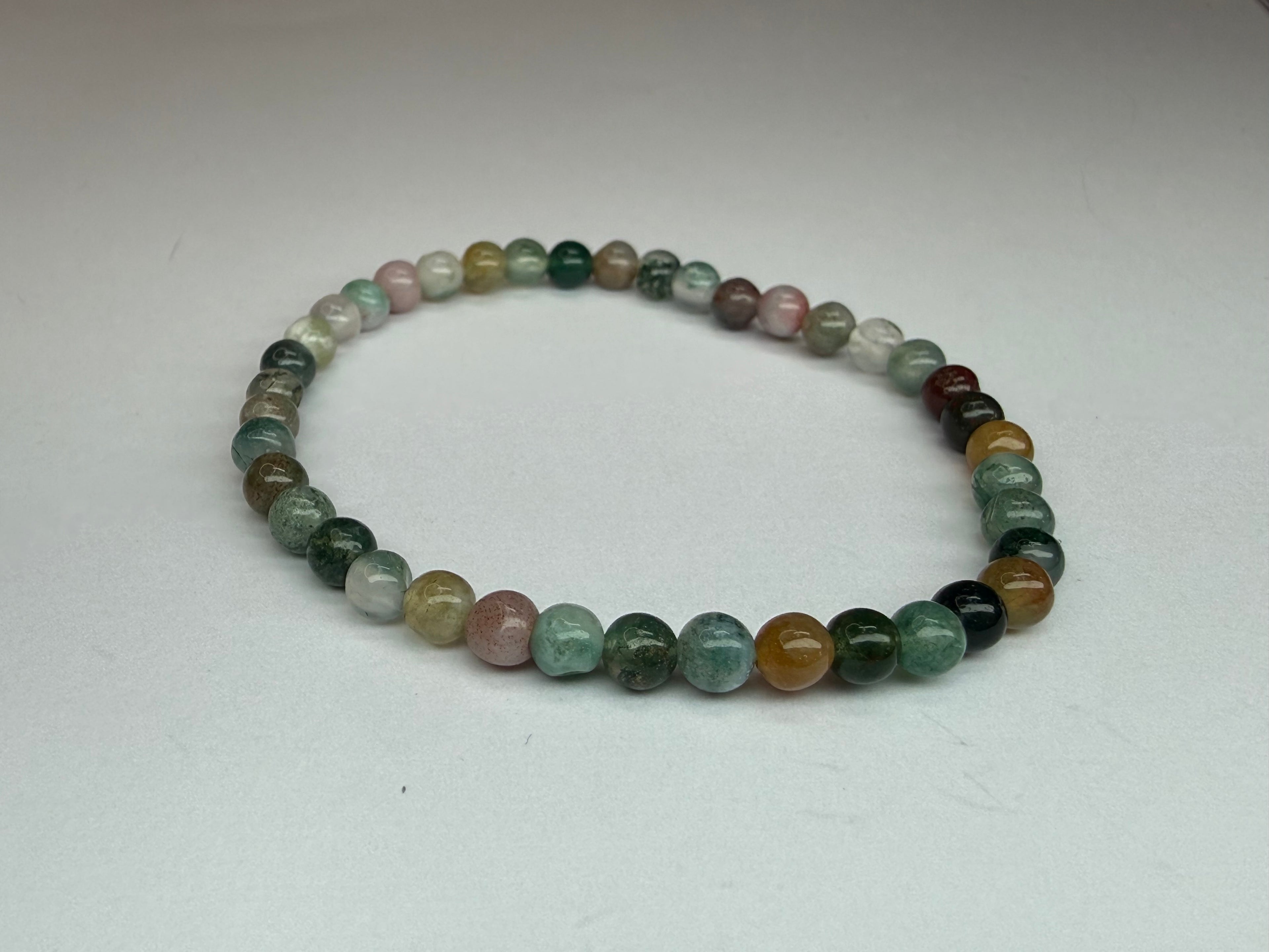Striped Agate 4mm Beaded Stretch Bracelet