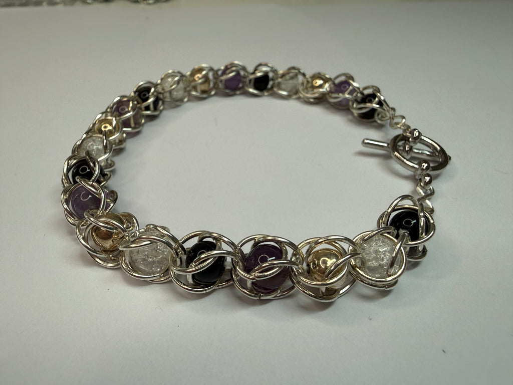 Asexual Pride Captured Bead Bracelet