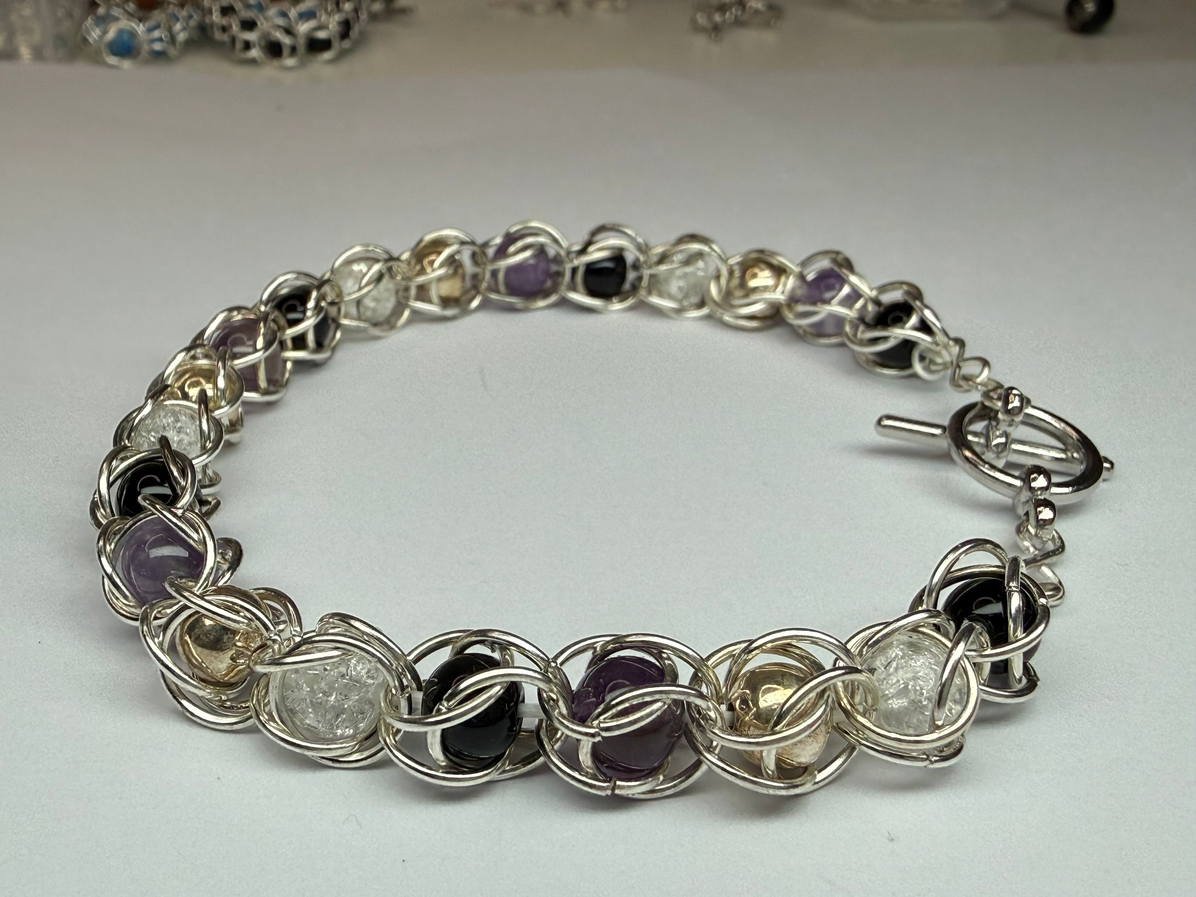 Asexual Pride Captured Bead Bracelet
