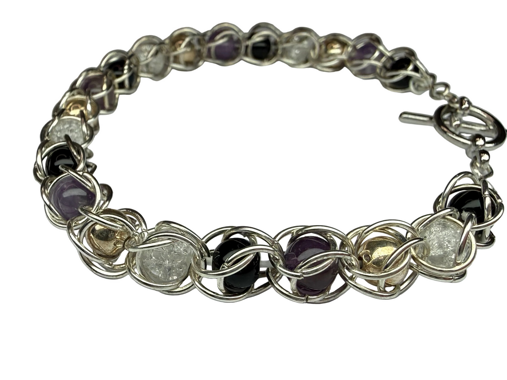 Asexual Pride Captured Bead Bracelet