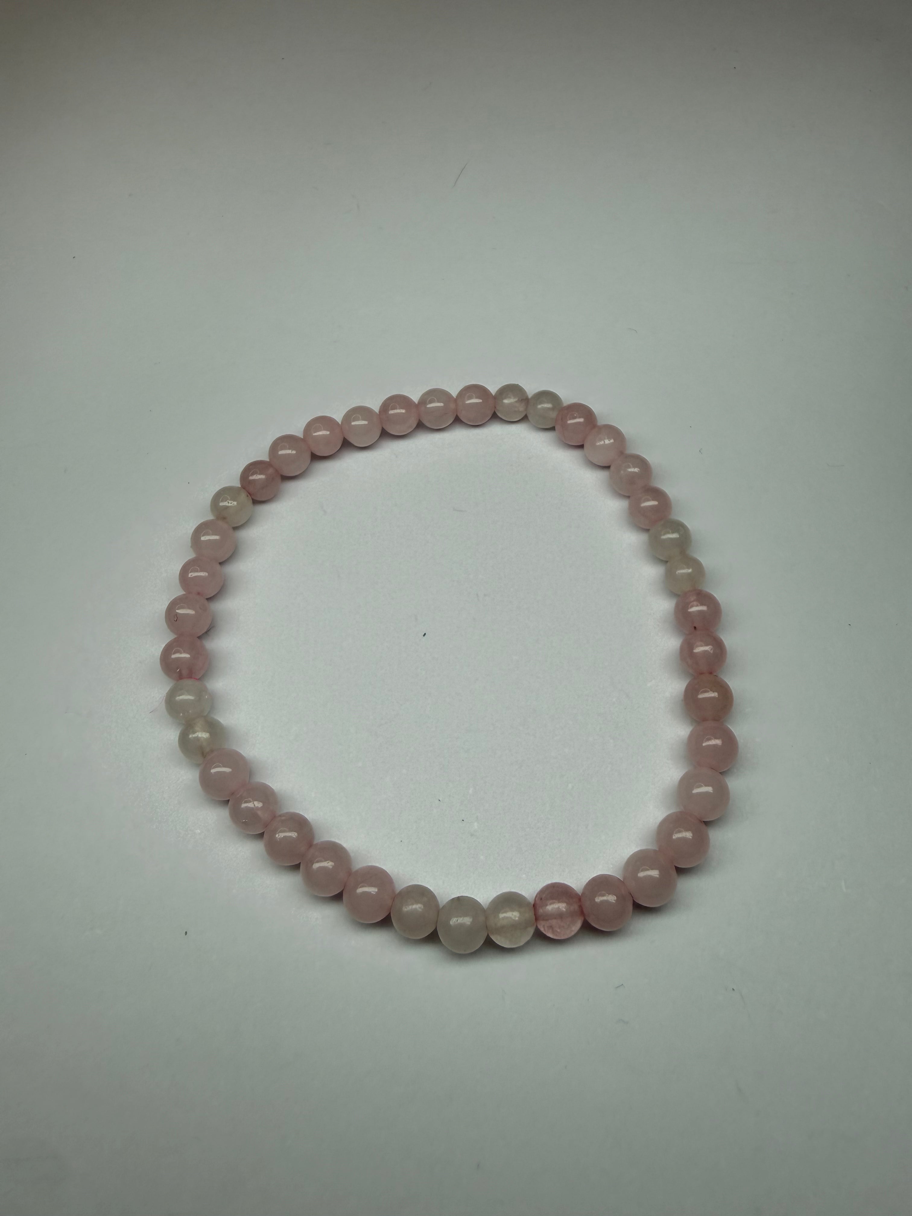 Rose Quartz 4mm Beaded Stretch Bracelet