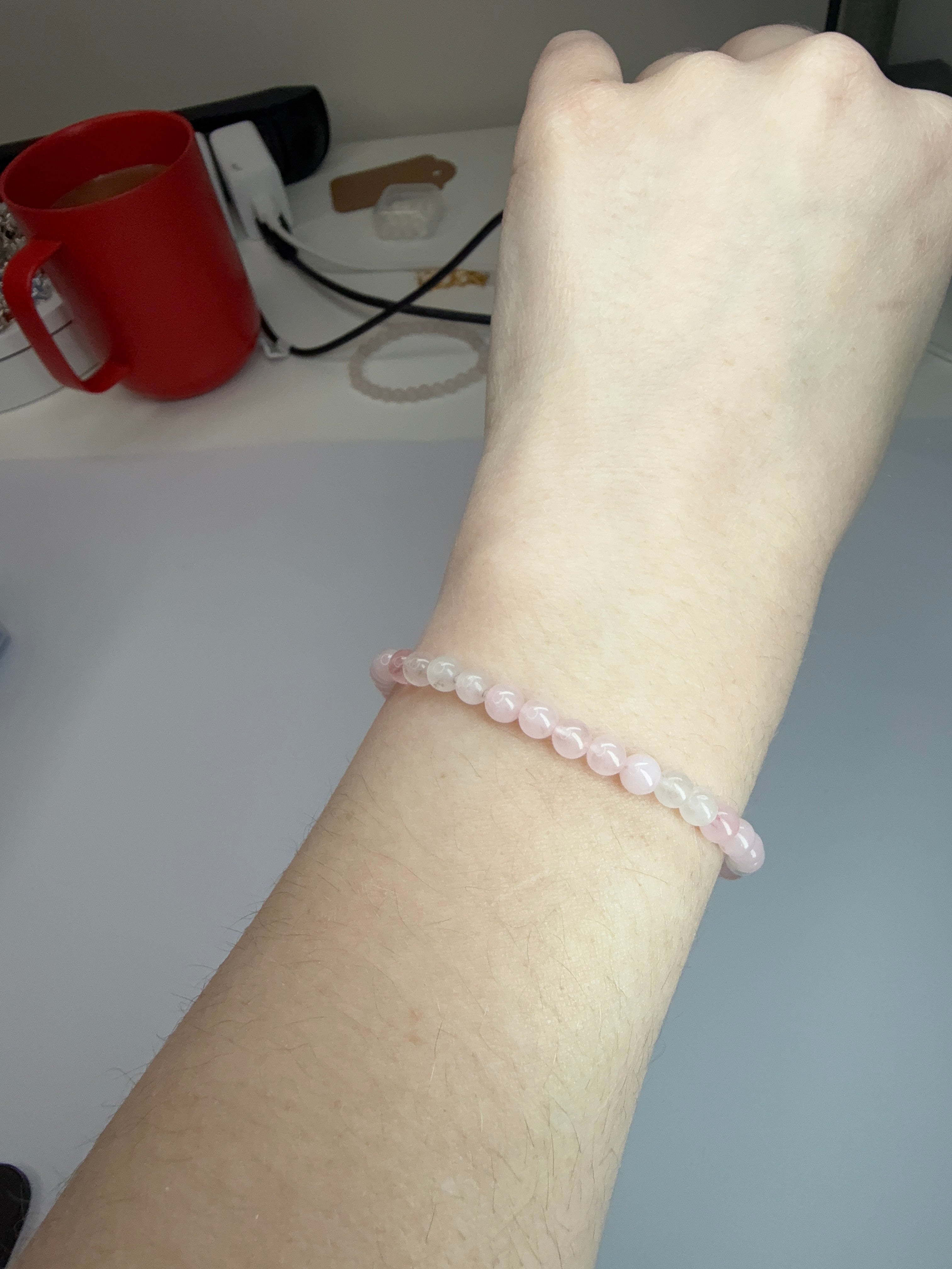 Rose Quartz 4mm Beaded Stretch Bracelet