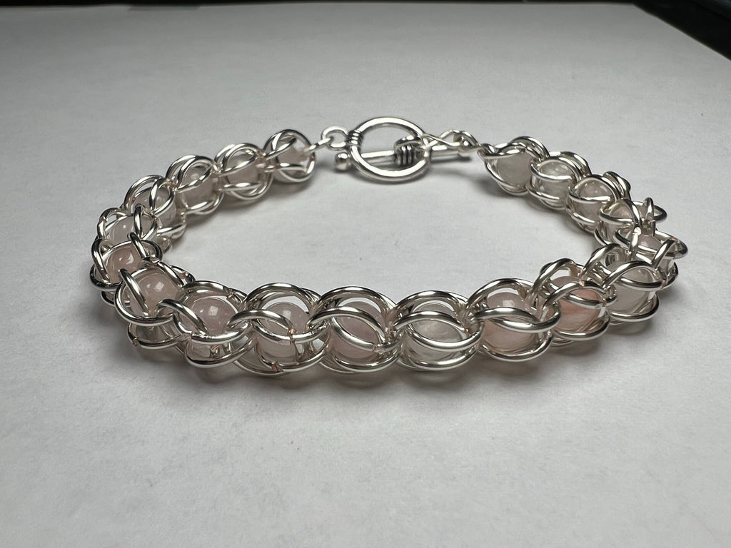 Rose Quartz Captured Bead Bracelet