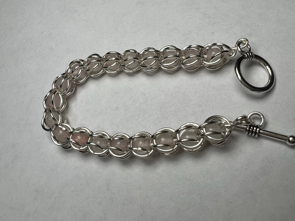 Rose Quartz Captured Bead Bracelet