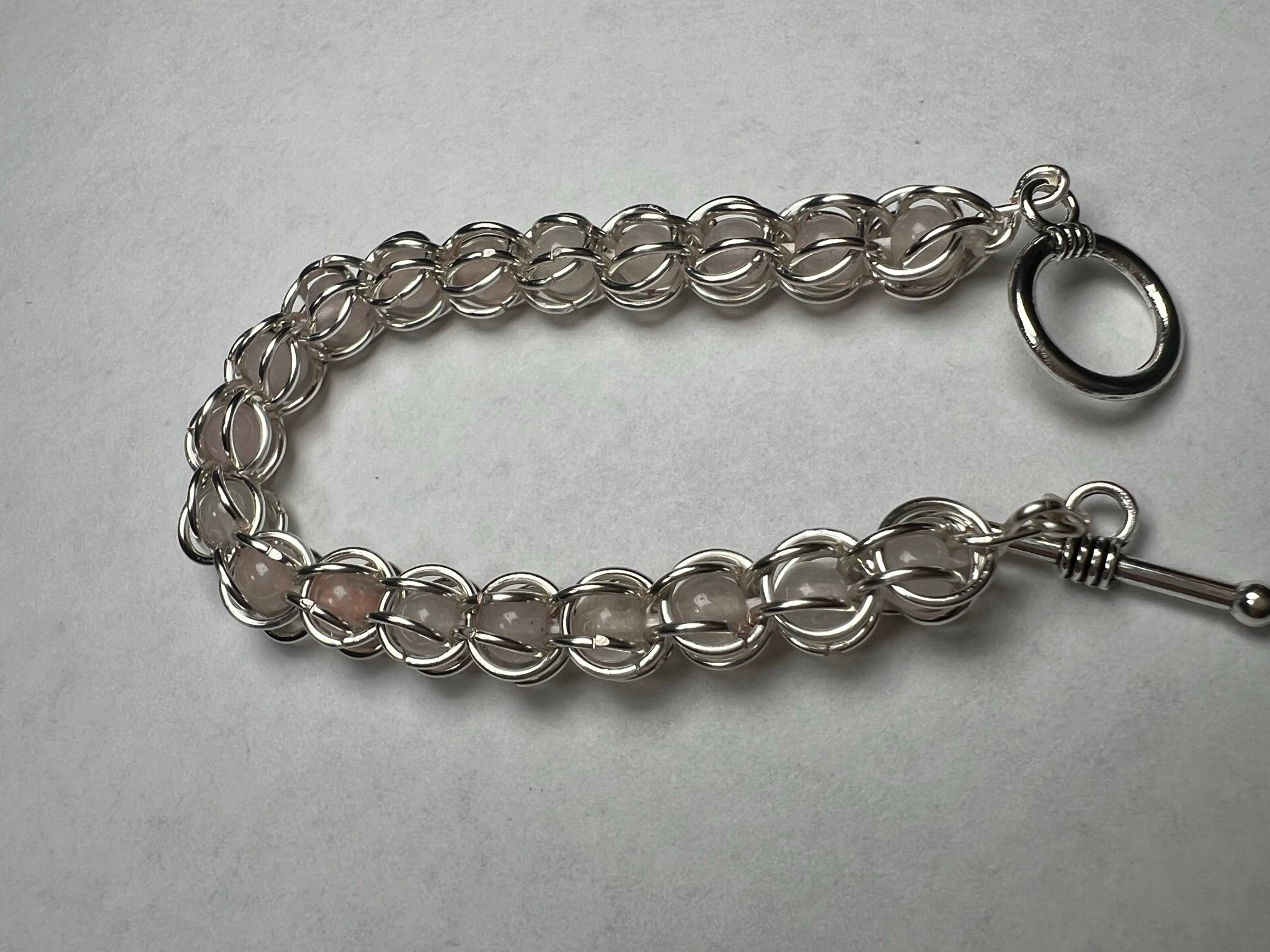 Rose Quartz Captured Bead Bracelet