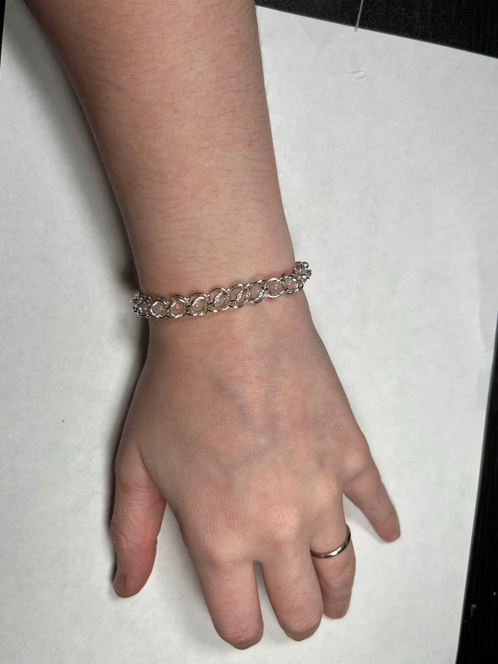 Rose Quartz Captured Bead Bracelet