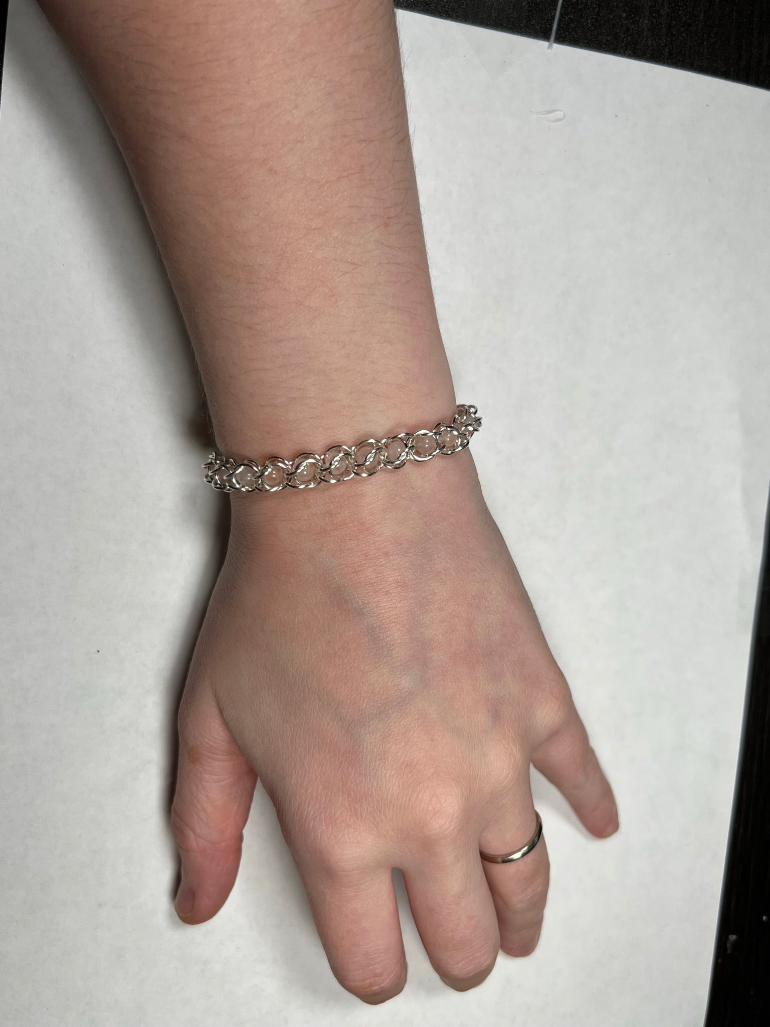Rose Quartz Captured Bead Bracelet
