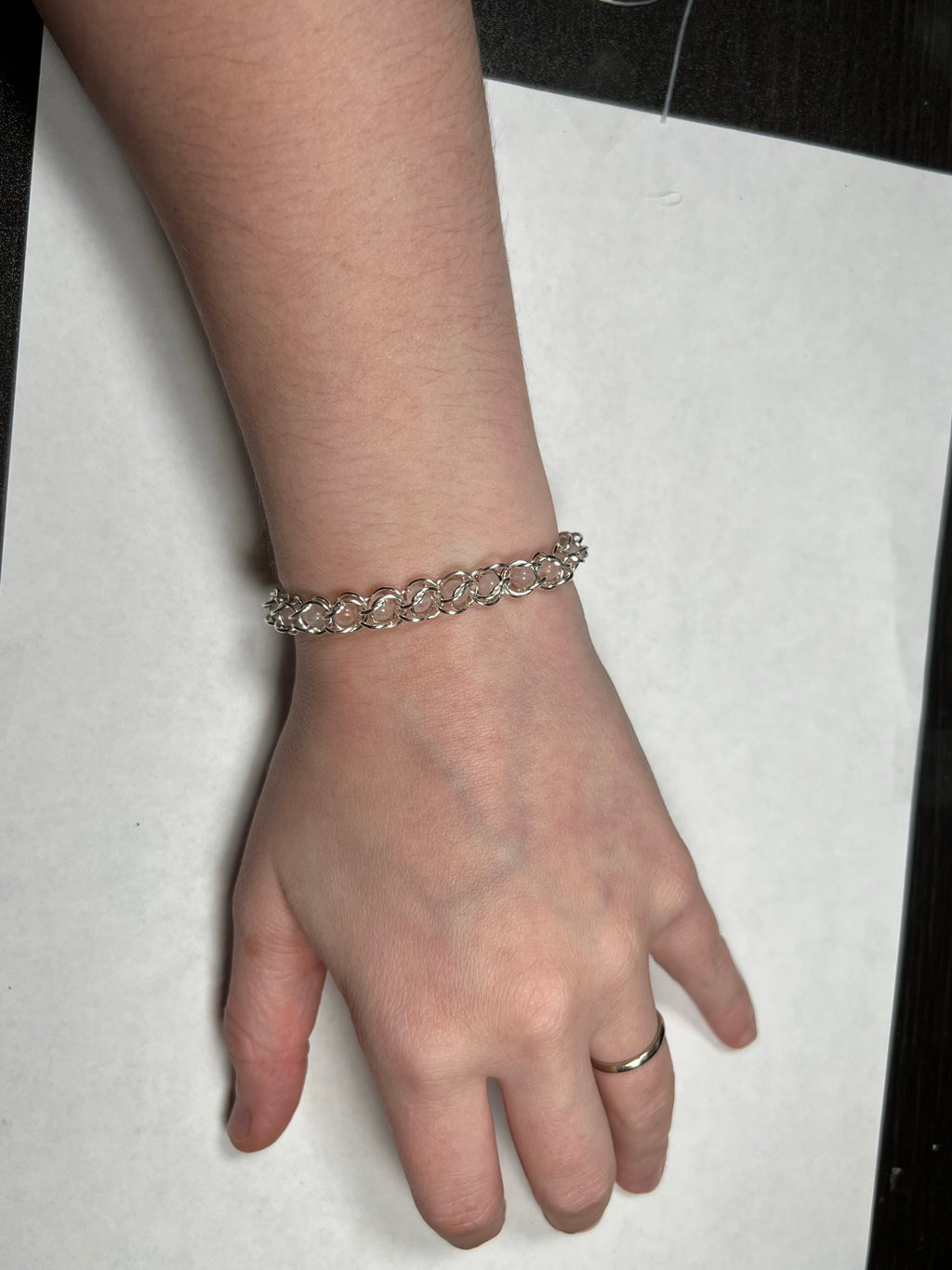 Rose Quartz Captured Bead Bracelet