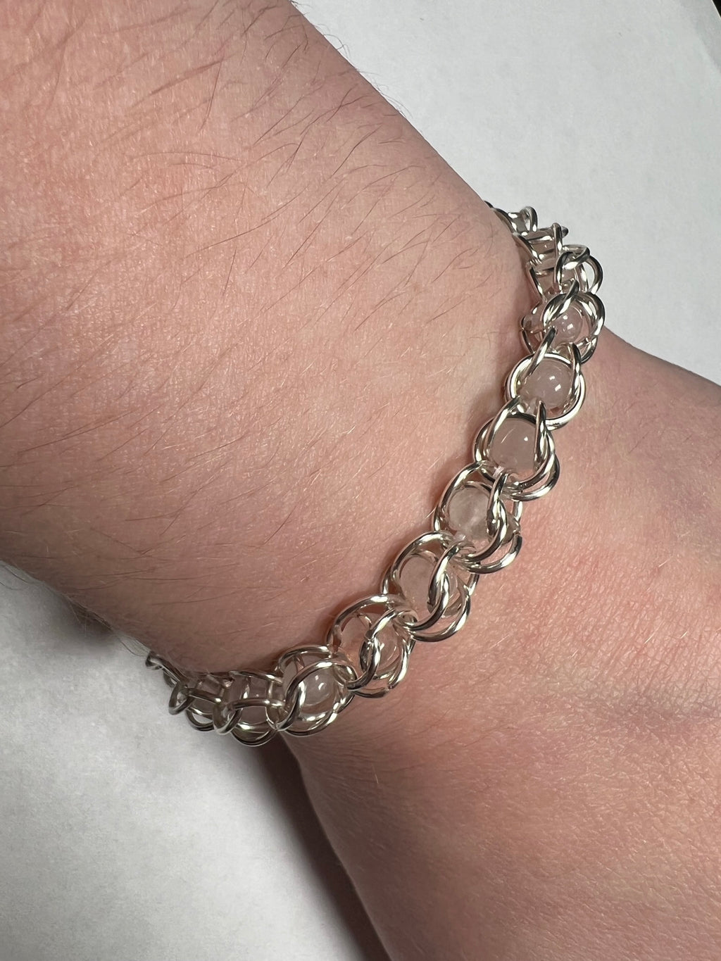 Rose Quartz Captured Bead Bracelet
