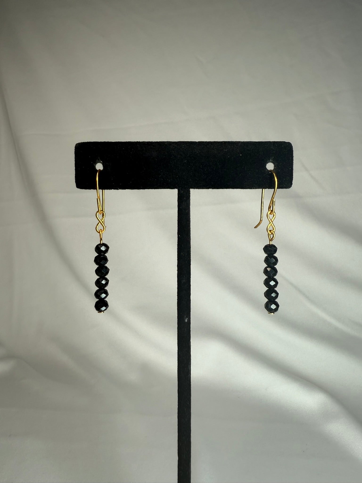 Dainty Black and Gold Dangle Earrings