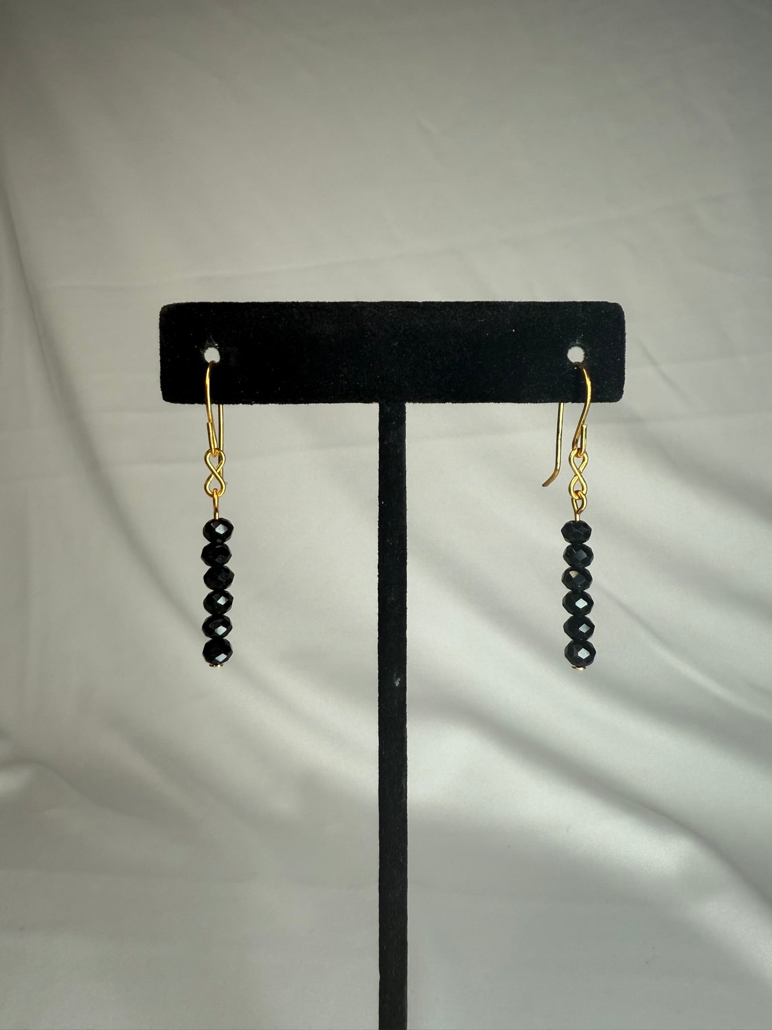 Dainty Black and Gold Dangle Earrings