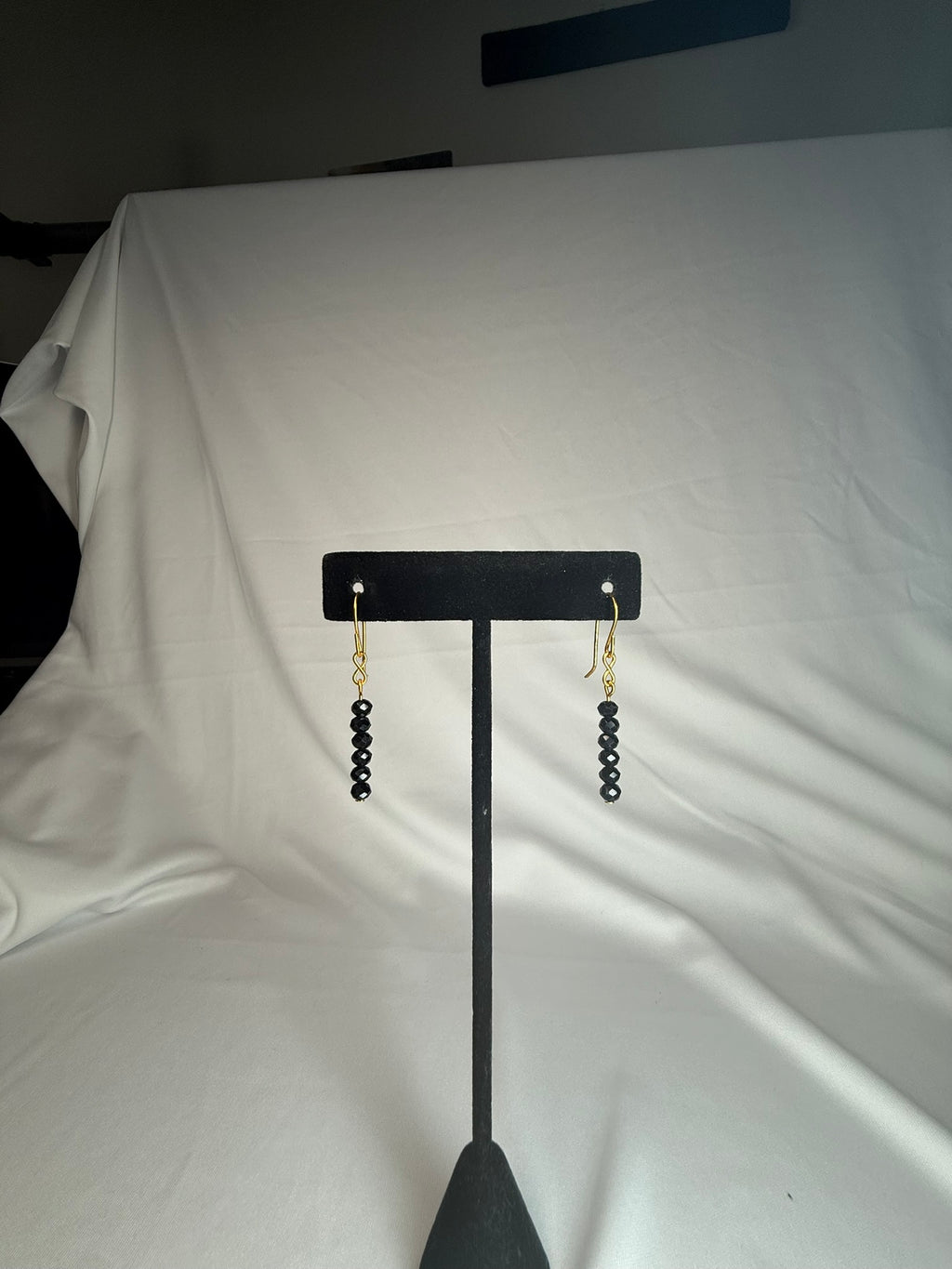 Dainty Black and Gold Dangle Earrings