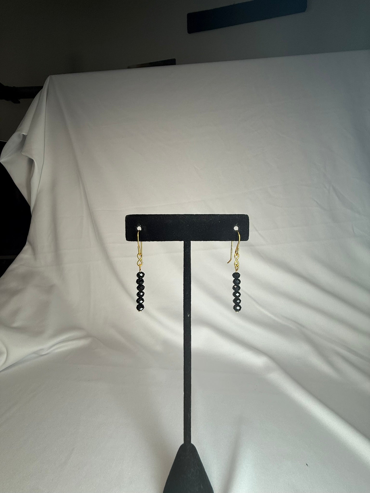 Dainty Black and Gold Dangle Earrings