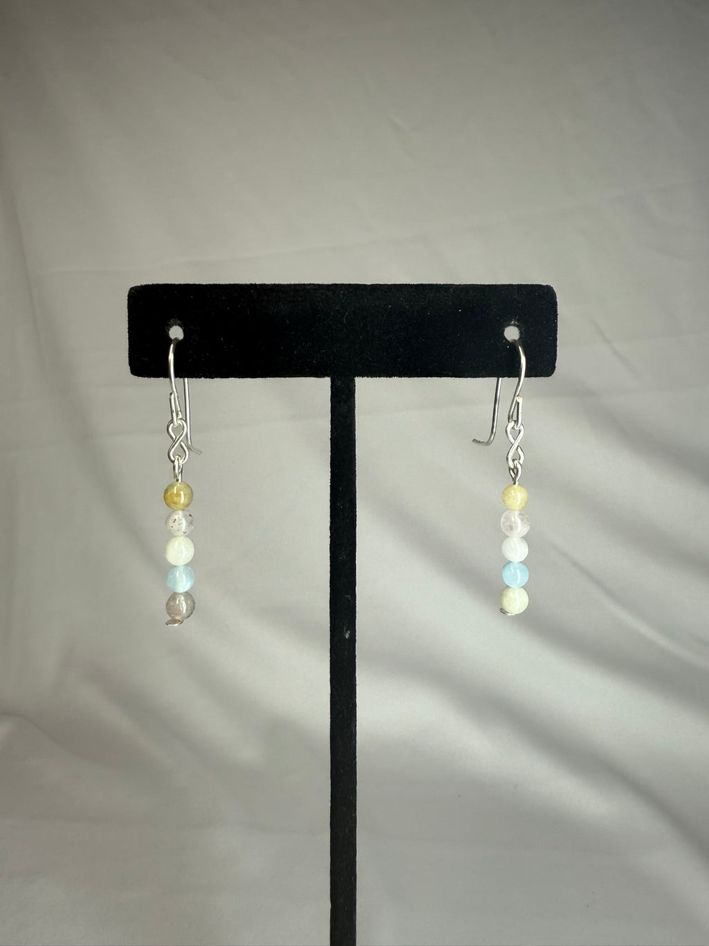 Morganite Dainty Beaded Earrings