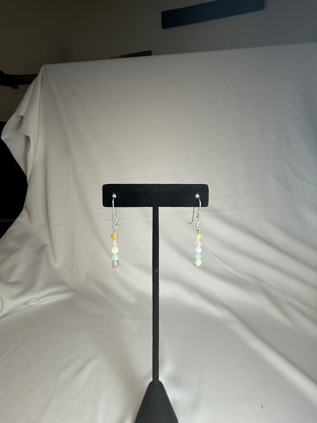 Morganite Dainty Beaded Earrings