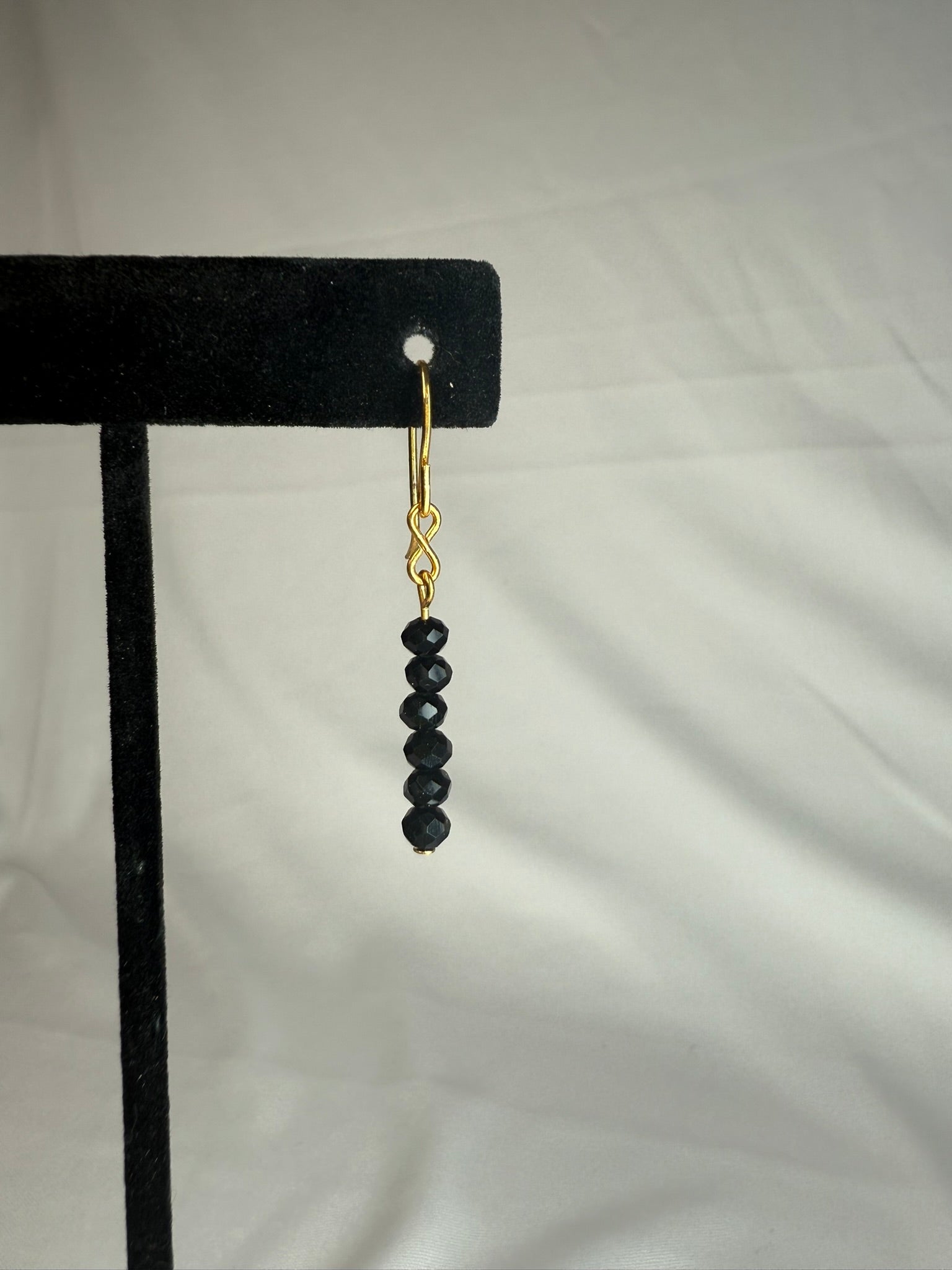 Dainty Black and Gold Dangle Earrings