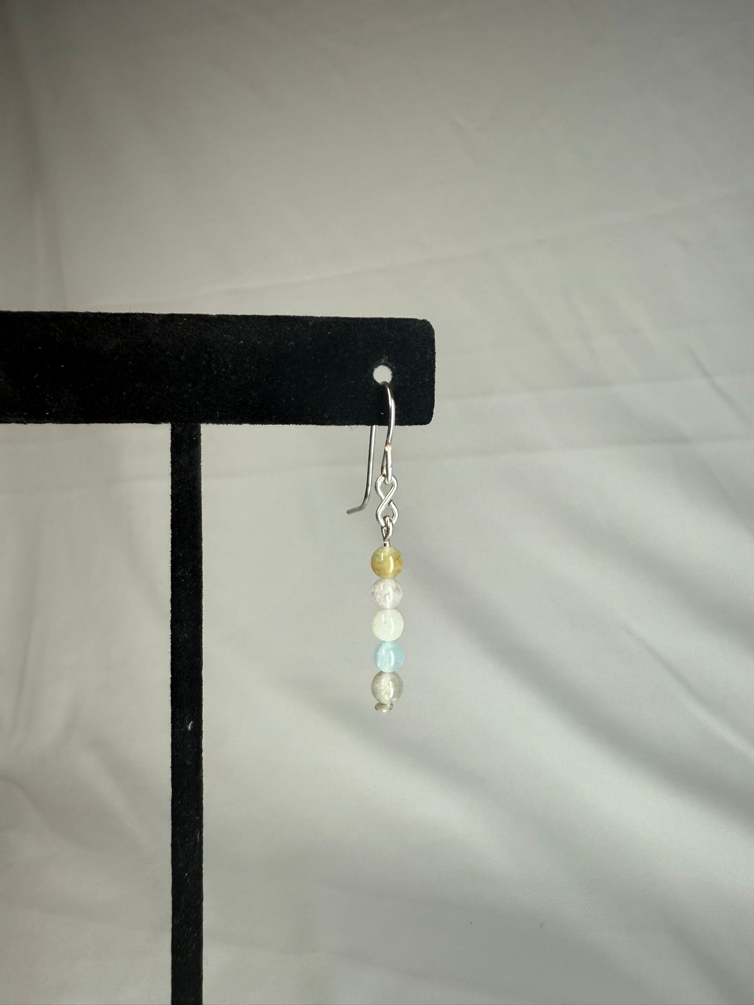 Morganite Dainty Beaded Earrings
