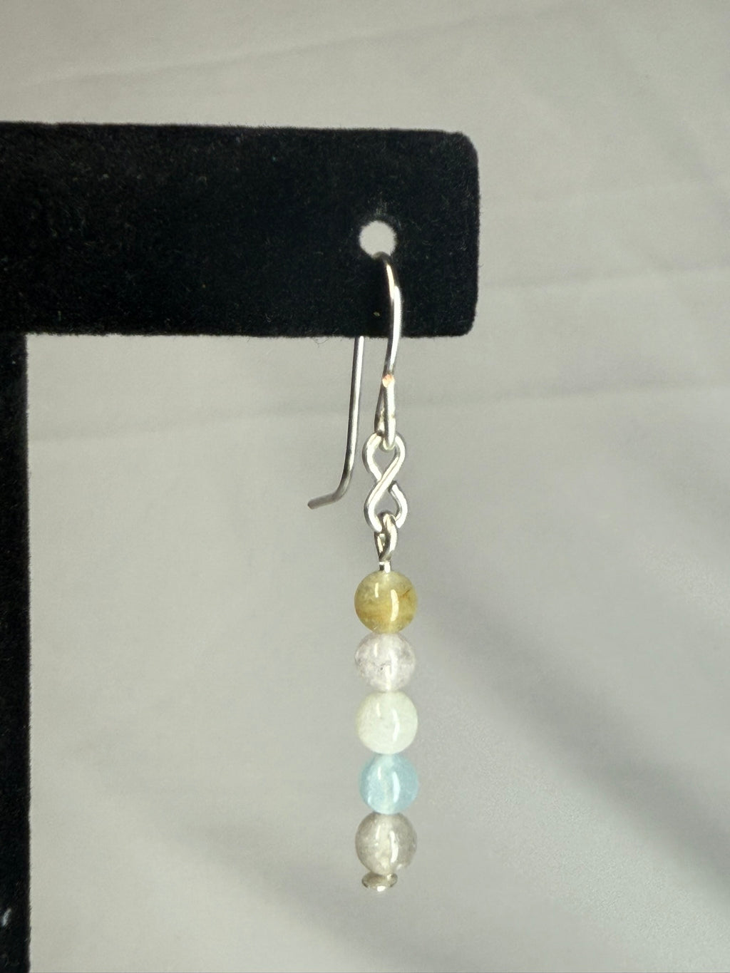 Morganite Dainty Beaded Earrings