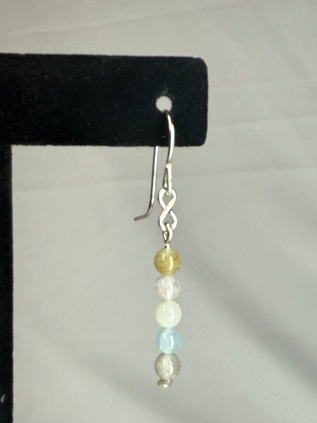 Morganite Dainty Beaded Earrings