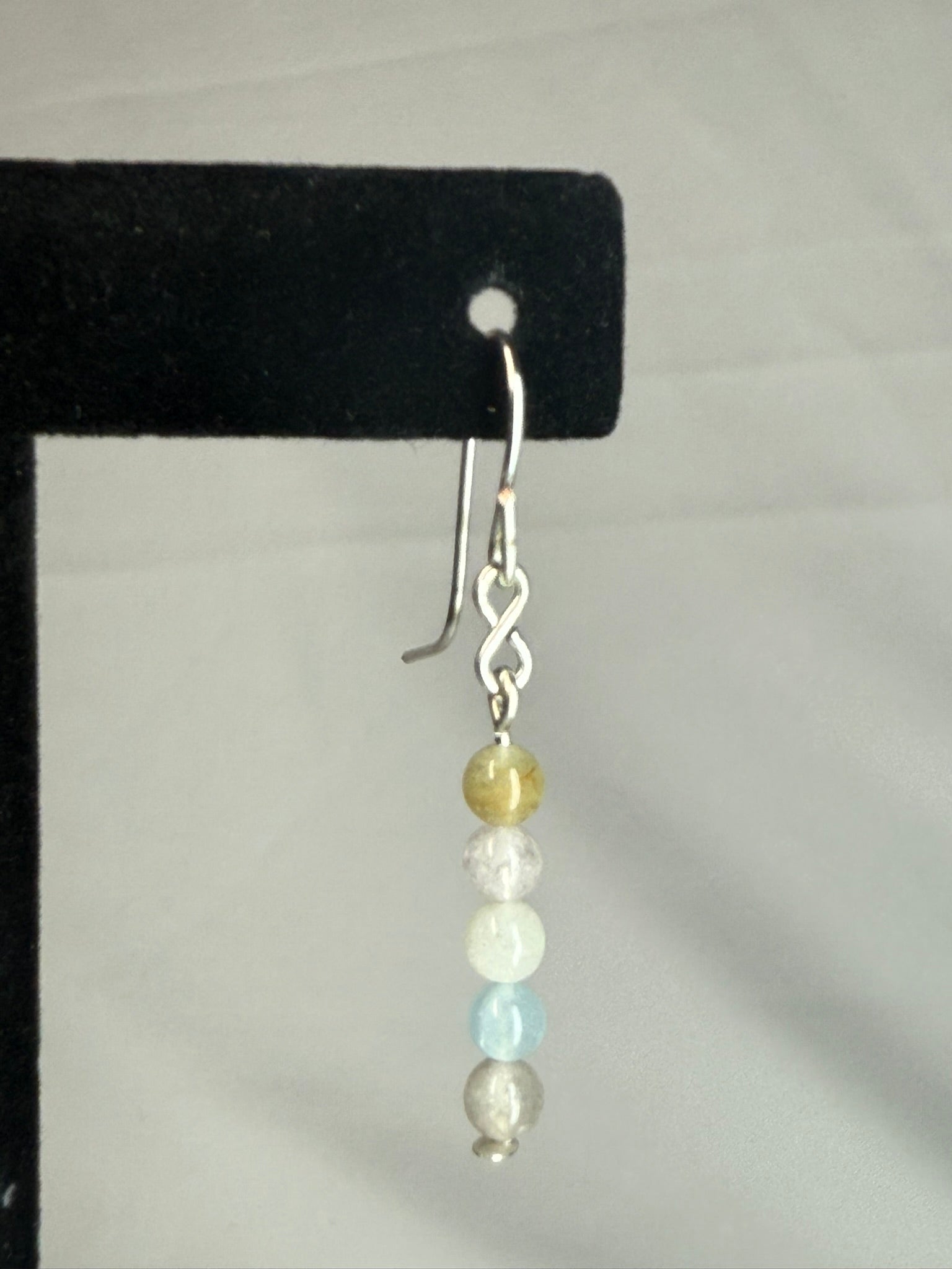 Morganite Dainty Beaded Earrings