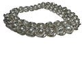 Silver chain necklace on a gray background