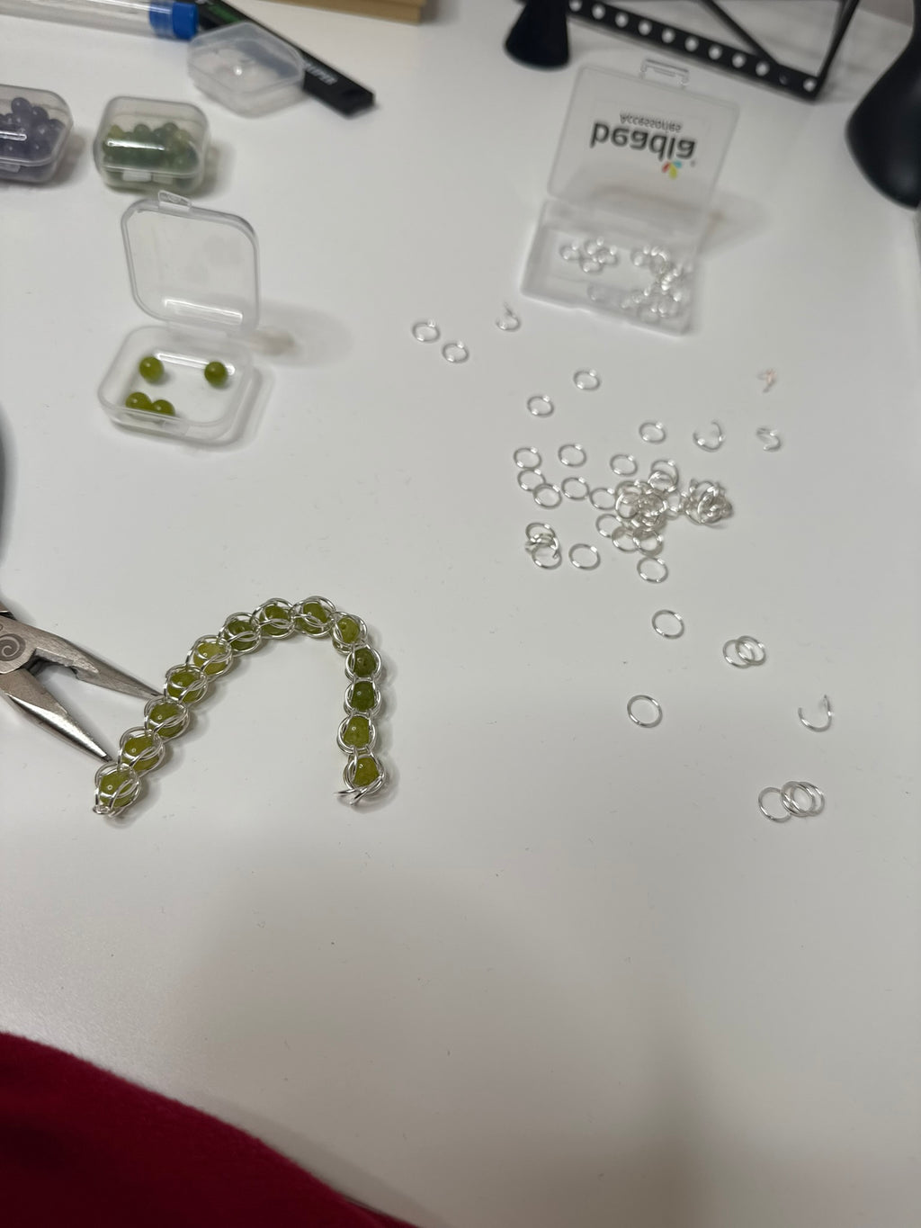 Peridot 6mm Captured Bead Bracelet and Earrings