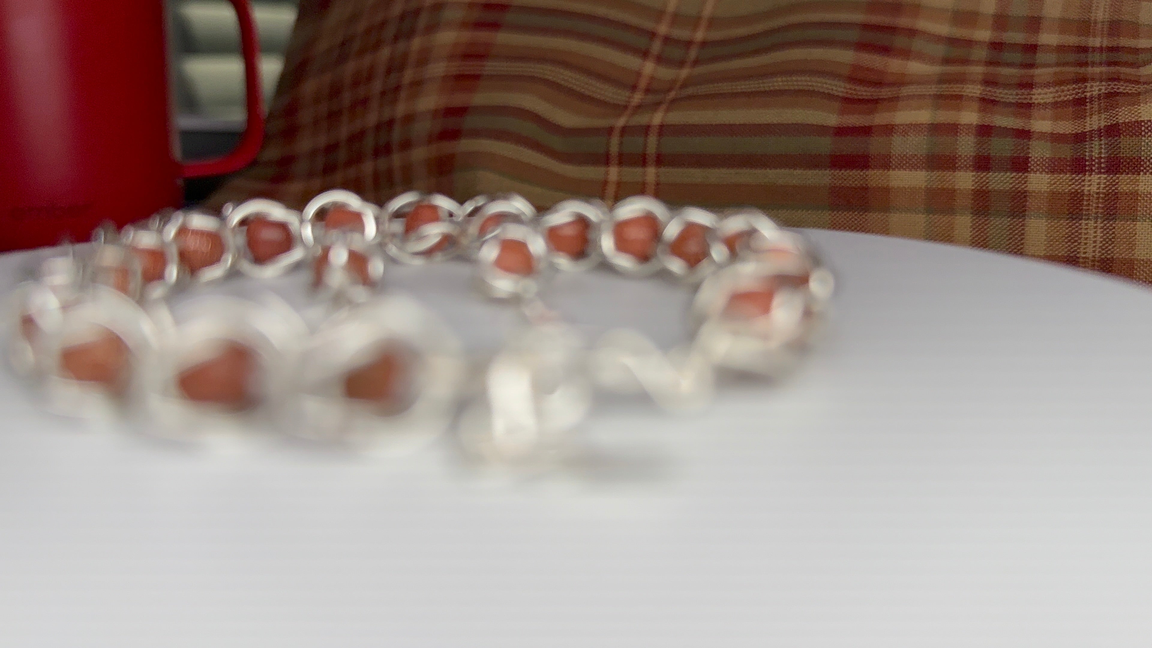 Sunstone Captured Bead Bracelet and Earrings Jewelry Set