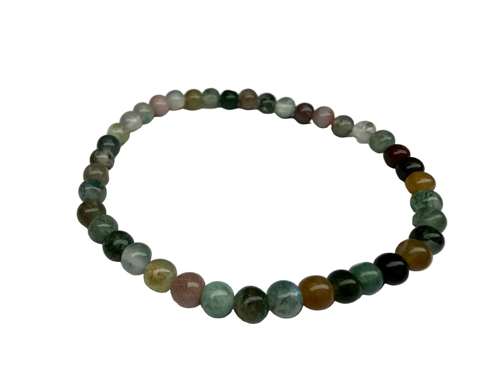 Multicolored beaded bracelet on a white background