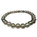 6mm Grey Glass Bead Stretch Bracelet