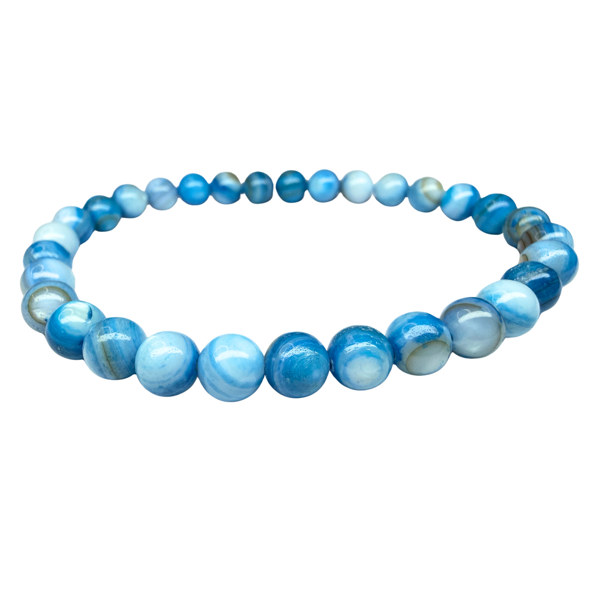 Light Sapphire Shell 6mm Bead Stretch Bracelet