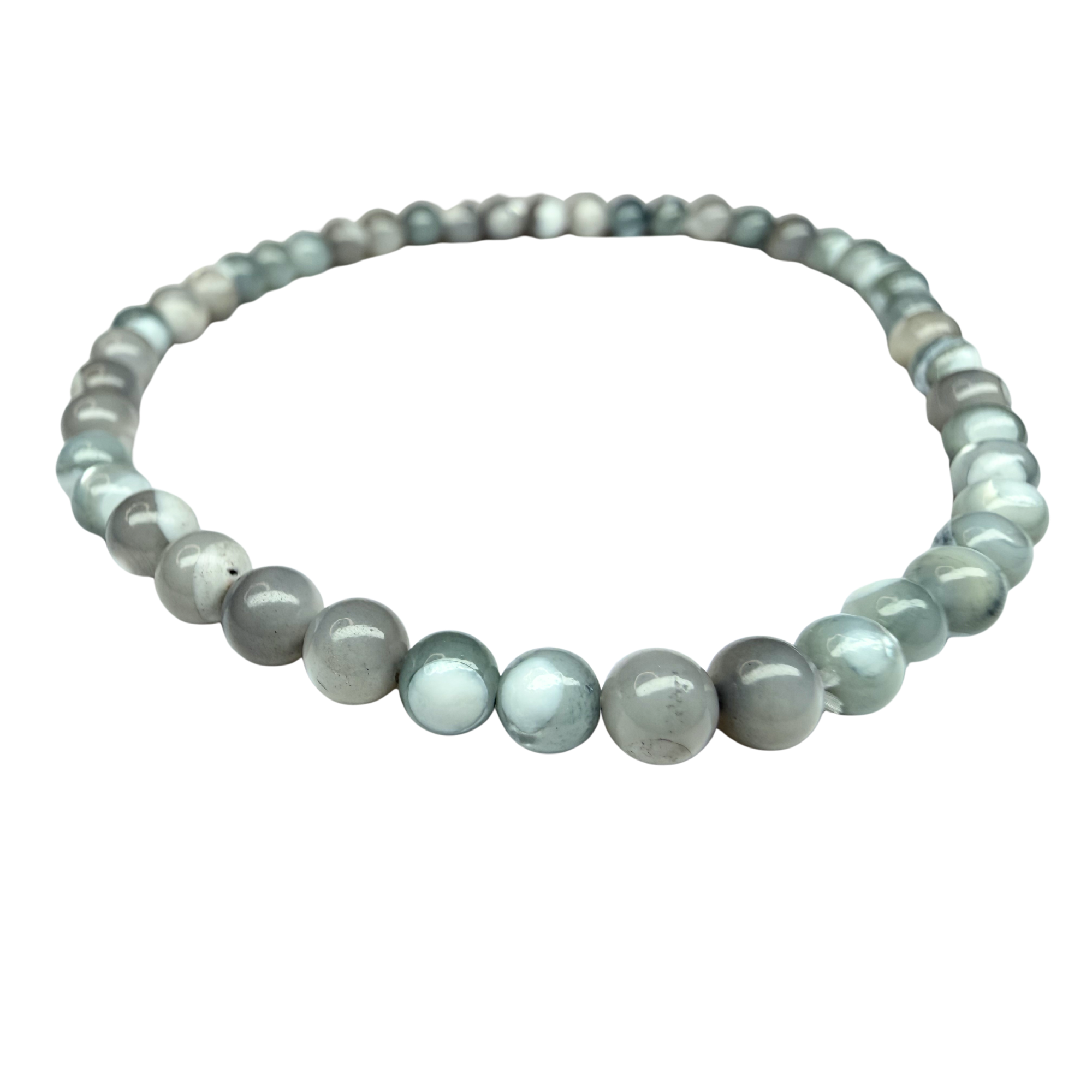 Grey Mother of Pearl 4mm Bead Stretch Bracelet