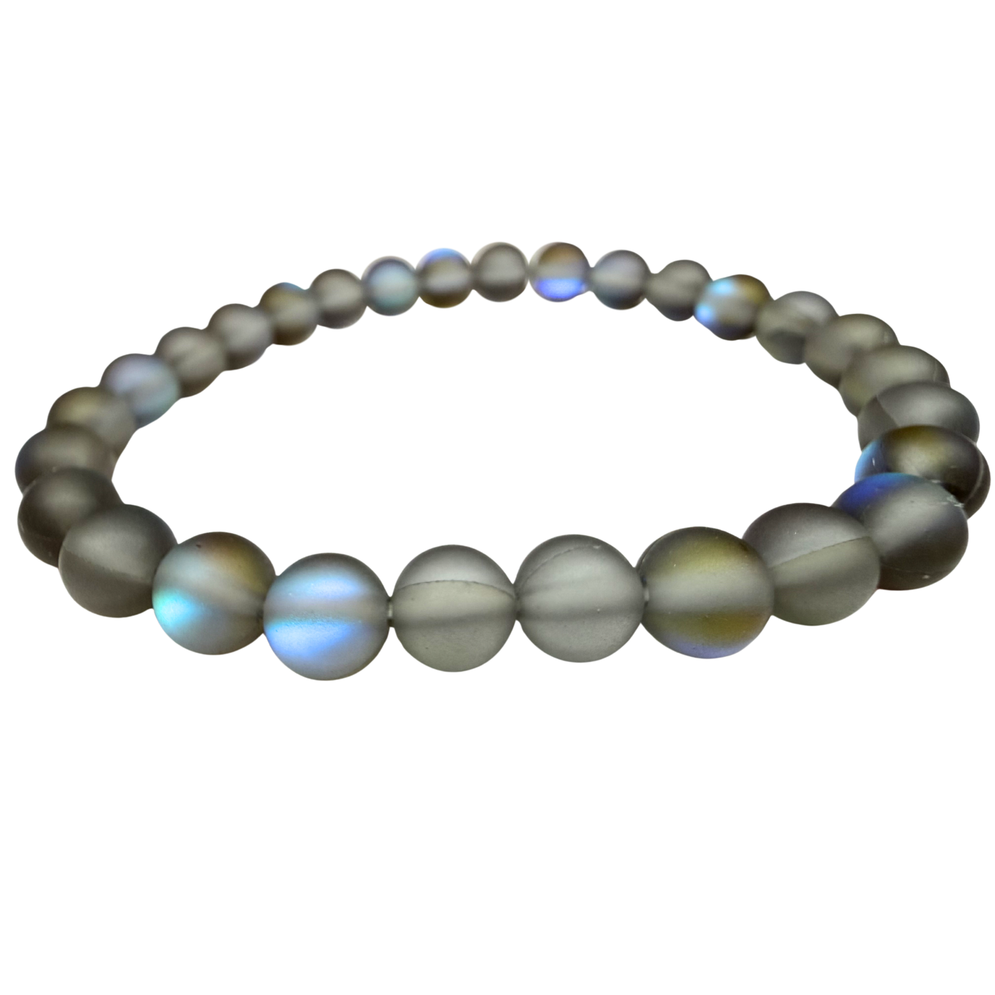 Light Gray Matte Glass Bead Stretch Bracelet