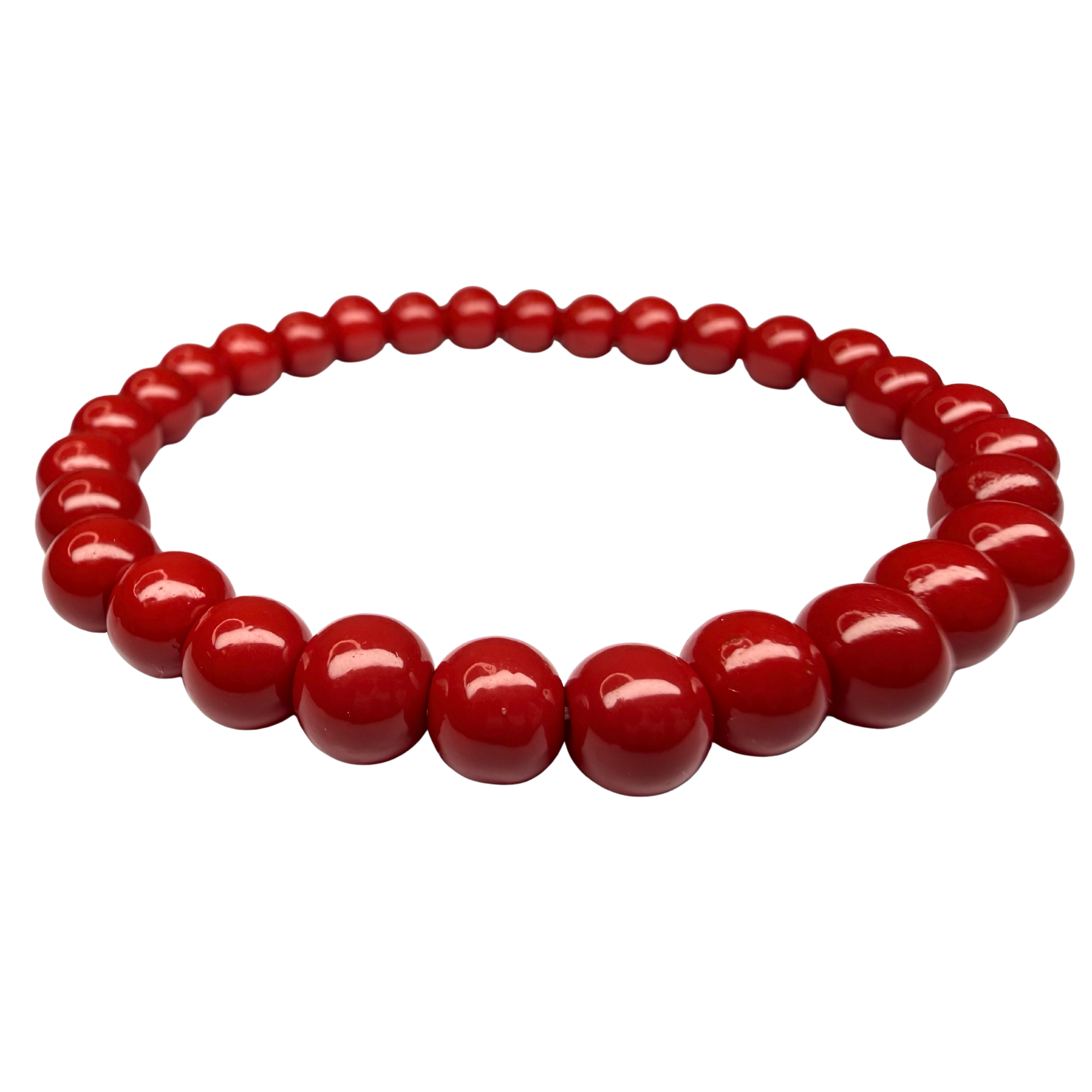 Red Glass Bead Stretch Bracelet