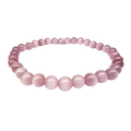 Pink Cats Eye Glass 6mm Beaded Stretch Bracelet