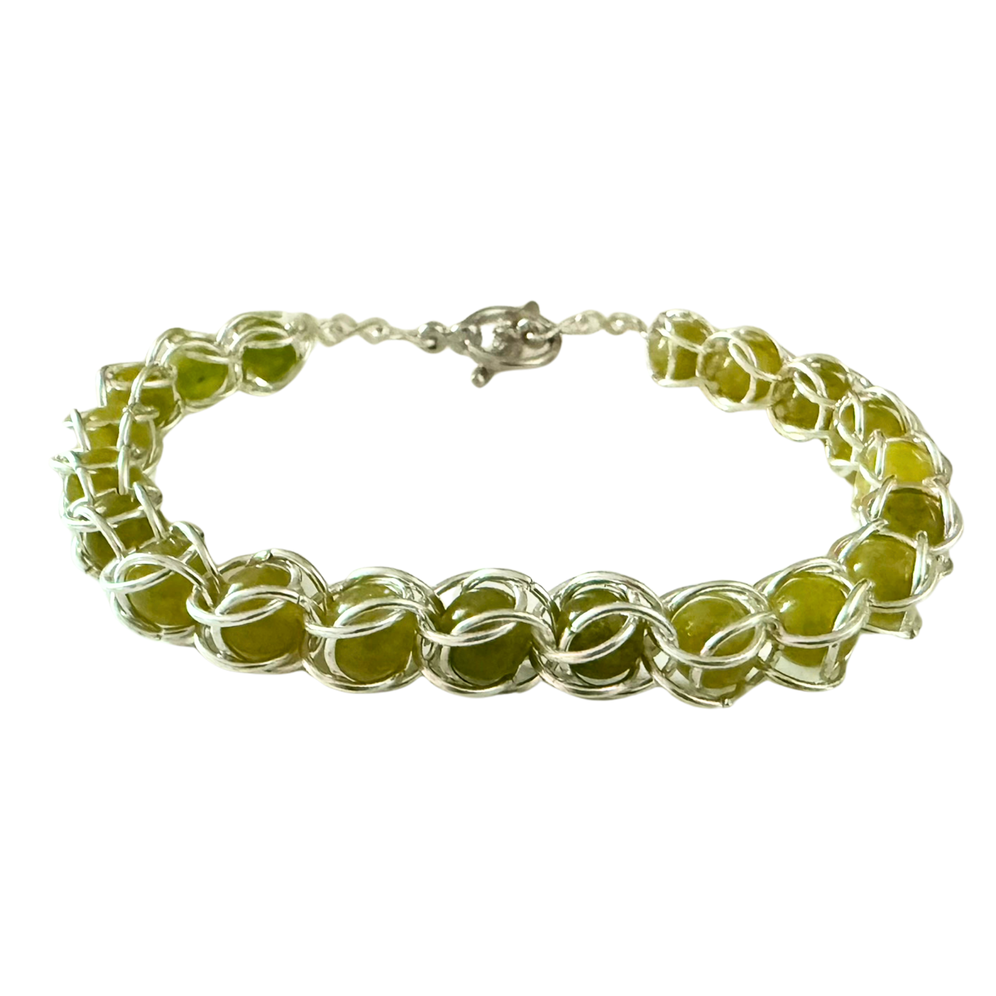 Peridot 6mm Captured Bead Bracelet and Earrings