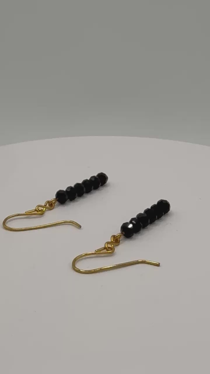 Dainty Black and Gold Dangle Earrings