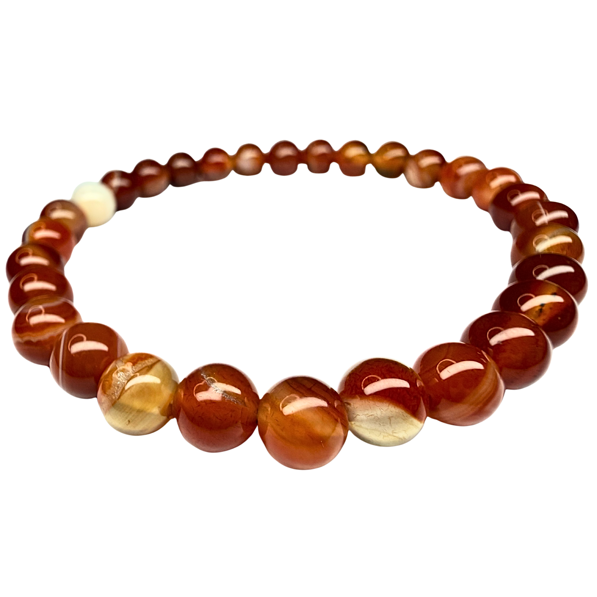 Amber Dyed Fire Agate 6mm Stretch Bracelet